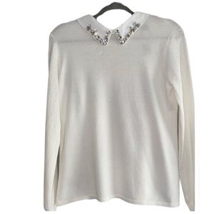 Bellfina Long Sleeve jeweled collar Sweater